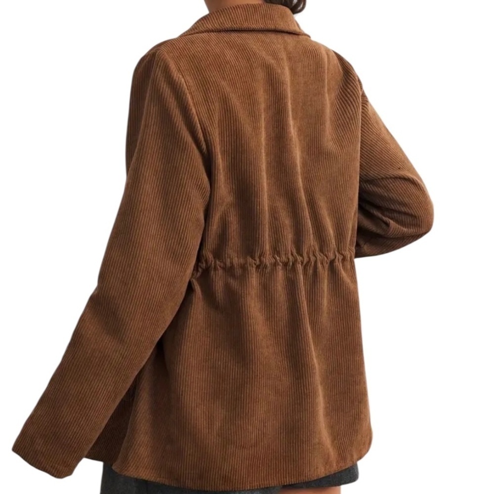 Women’s Long Sleeve Flap Pockets Drawstring Jacket - Picture 3 of 7